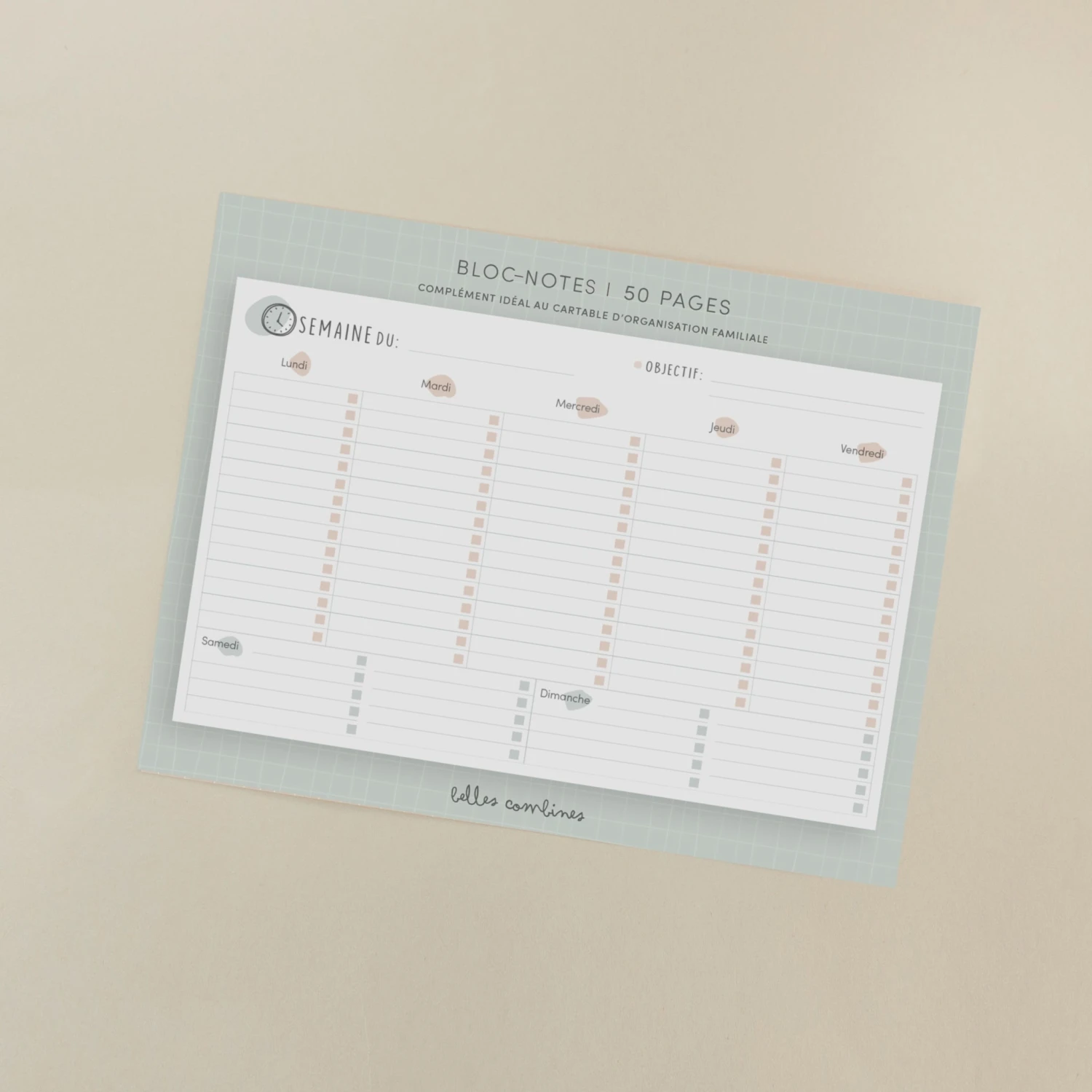 Les Belles Combines Bloc-notes Ma Semaine 1 Les Belles Combines Bloc-notes Ma Semaine