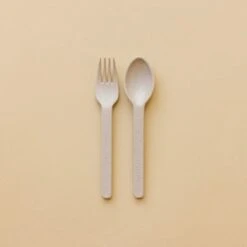 Minika Ensemble Fourchette Et Cuillère En Paille De Blé Shell