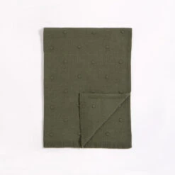 Petit Lem Couverture En Tricot Vert Kaki