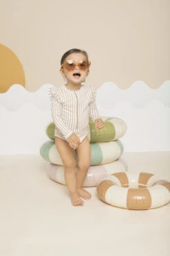 Petit Lem Maillot Une Pièce Ligné Taupe Bébé