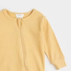 Petit Lem Romper En Tricot Côtelé Canari