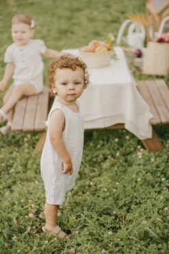 Petit Lem Romper Short Ligné Gris -Bébés Produits Boutique petit lem romper short ligne gris 2